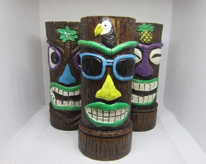 ZoeZo Design - 3 stuks - boho waxinelichtjeshouder - Totem - hoogte 15 cm - Ø 6 cm - assorti - polyresin