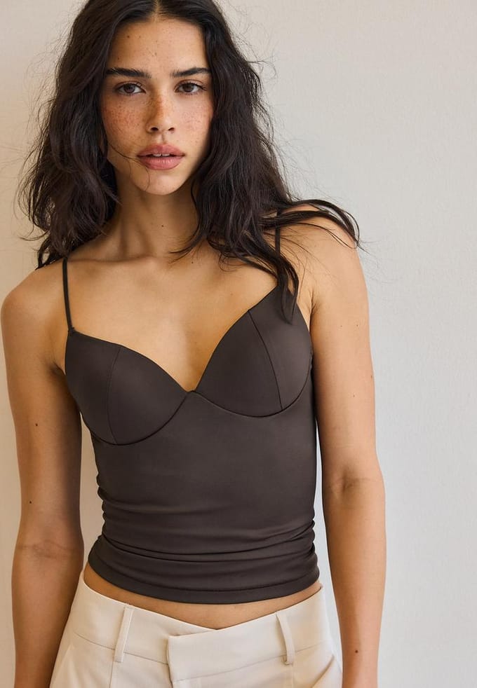 Stradivarius Top in korsetstijl  Bruin L