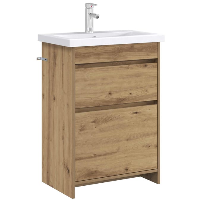 vidaXL - Badkamer - Onder - Het - Wastafel - Kast - Artisanaal - eiken
