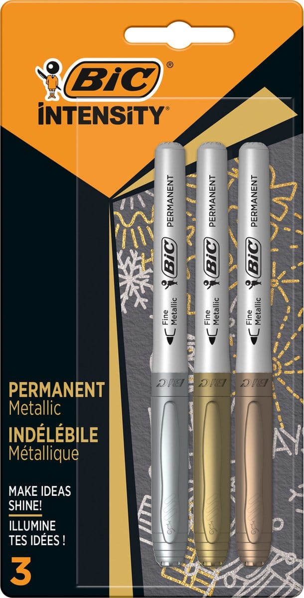 BIC Intensity Metallic – Markers Ronde Punt – Metallic Kleuren – 3 Stuks