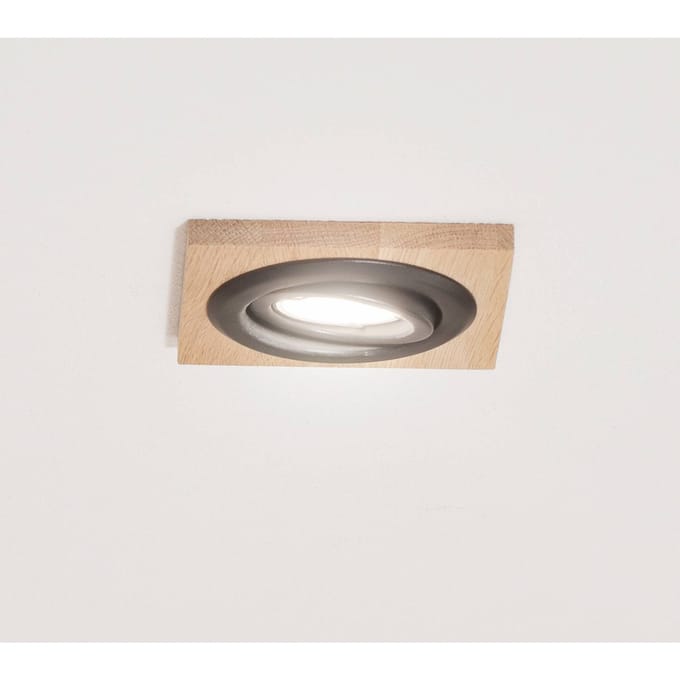 Lamkur Plafond inbouwlamp Tobby, 10 x 10 cm, eikenhout, GU10
