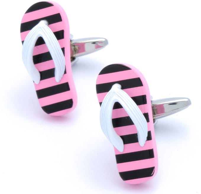 Manchetknopen - Slippers Zwart en Roze