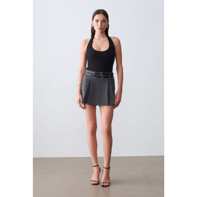 Halternek Cut-Out Slim-Fit Blouse