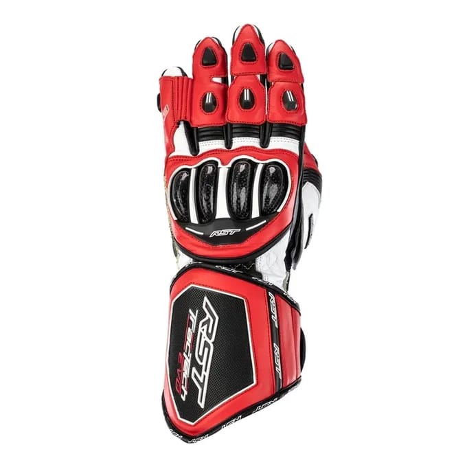 RST Motorhandschoenen Tractech Evo 4 Leer Handschoenen Rood/Wit/Zwart Maat M Rood & Rood &…