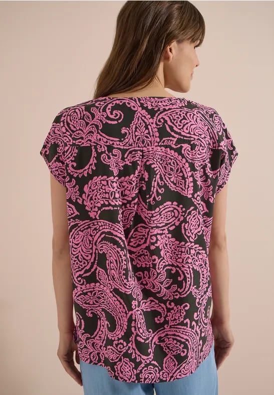 Blouse shirt met ronde hals en print