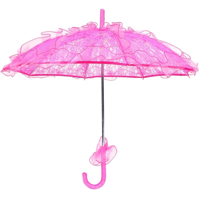 Parapluie de mariée pliable en dentelle, accessoire de performance unique pink