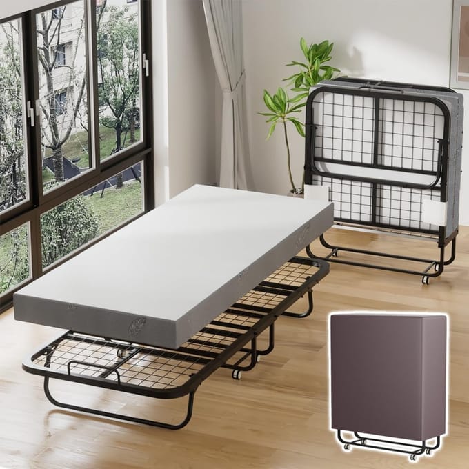 HEZIVO® Vouwbed 90x200 - Logeerbed - Opklapbed - Inclusief Matras
