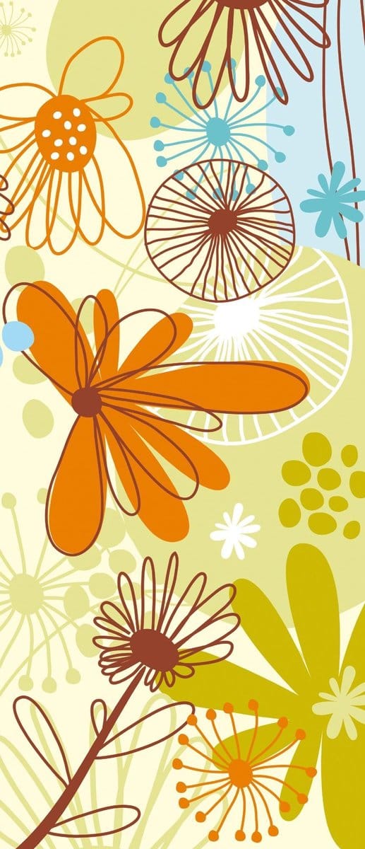 Fotobehang Bloemen | Oranje, Groen | 91x211cm