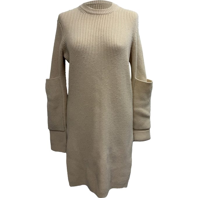 Joseph Geribbelde Trui Jurk in Beige Kasjmier