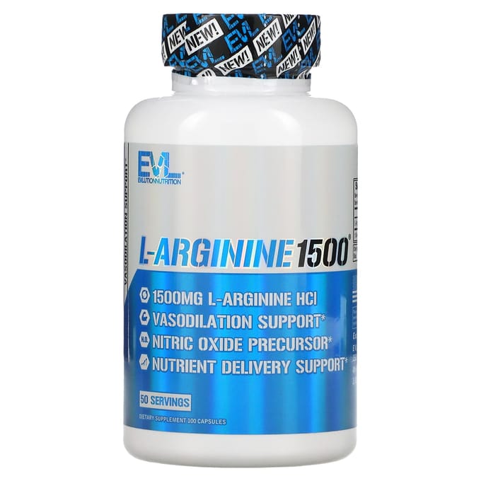 EVLution Nutrition, l-Arginine1500, 1 500 mg, 100 capsules (750 mg par capsule)
