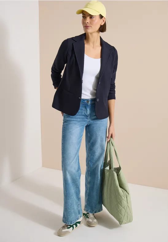 Blazer met structuur in effen kleur