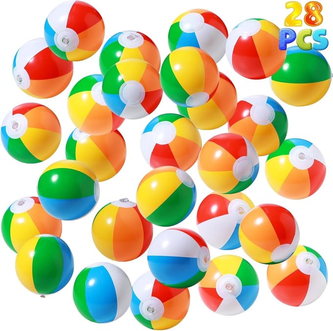 28-Stuks Mini Strandballen - 13cm - Opblaasbaar Speelgoed voor Zwembad & Strand