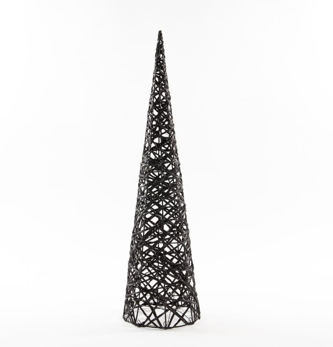 Anna Collection led kegel kerstboom lamp - zwart - 16 x 60 cm - piramide - timer