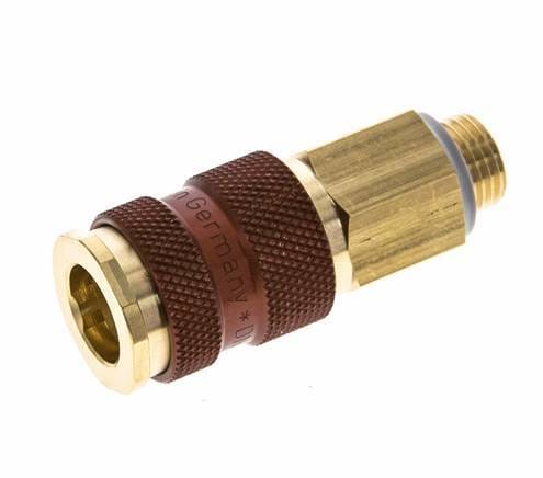 Messing DN 7.2 (Euro) Bruin-Coded Luchtkoppeling Snelkoppeling G 1/4 inch Buitendraad - CLS7-M-B-BRO-P-CD-014