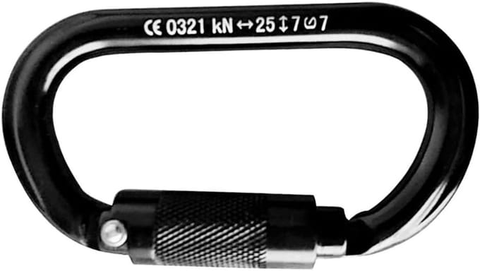 Klimkarabiner - Schroefsluiting - Rotsklimmen - 25KN Sterkte - 11.2 cm