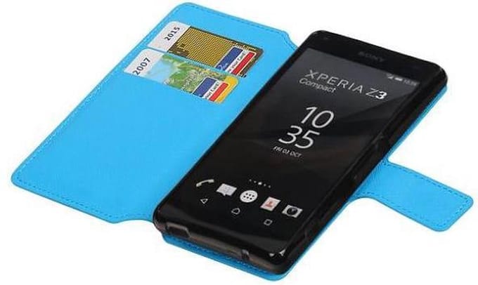 Cross Pattern TPU Bookstyle Wallet Case Hoesje Geschikt voor Xperia Z3 Compact Blauw