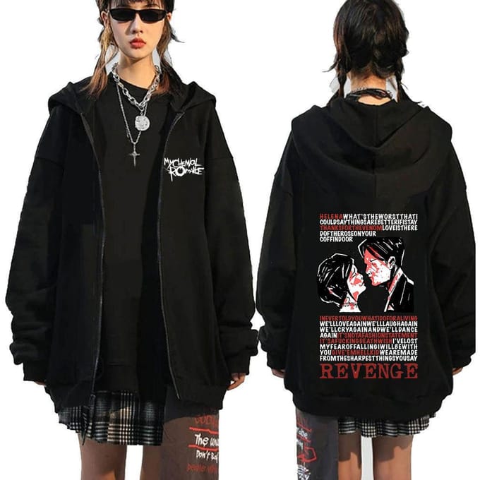 Chemical Romance Mcr Dode Rits Trui Zwart Parade Punk Emo Rock Rits Sweatshirt Mannen S black