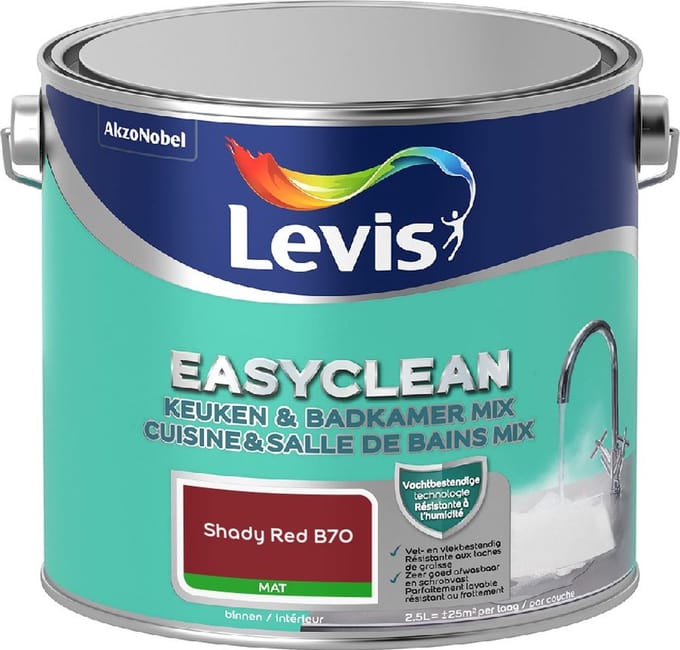 Levis - Easyclean Keuken & Badkamer Mix - Shady Red B70 - Mengverf - 2,5 L