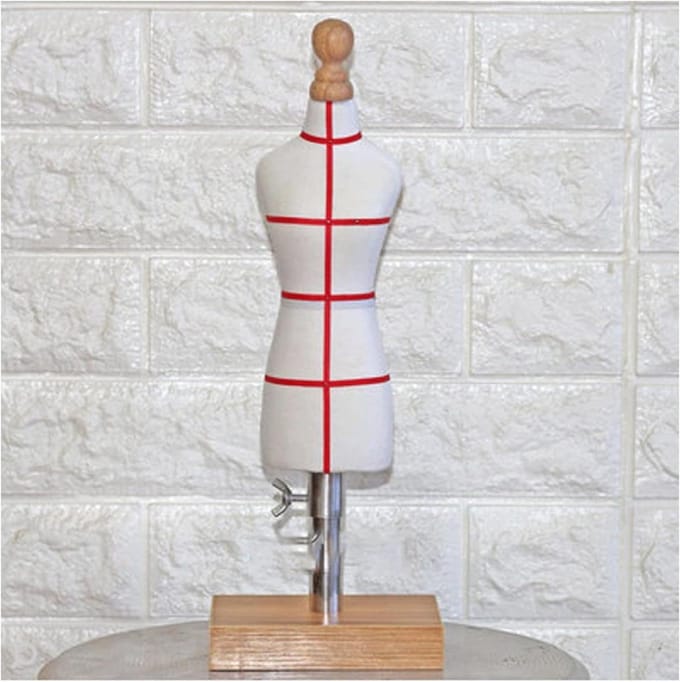 Mini Kleermakerspop - Paspop Model - Kleding Ontwerpen - Verstelbare Hoogte - 1/4 Schaal - Naturel