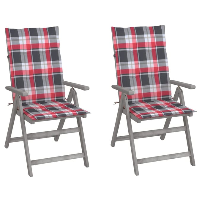 vidaXL - Tuinstoelen - 2 - st - verstelbaar - met - kussens - massief - acaciahout