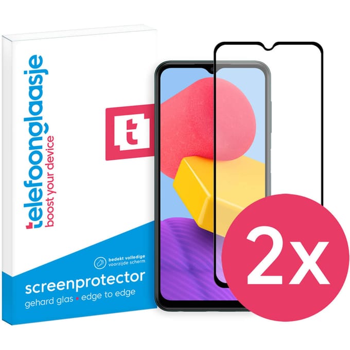 DuoPack: Samsung Galaxy M13 4G screenprotector gehard glas Edge to Edge