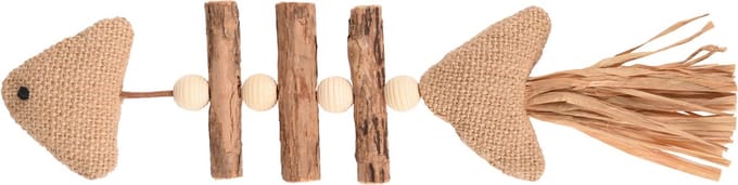 Flamingo Topsy Vis Hout Natuur - Kattenspeelgoed - 21 cm