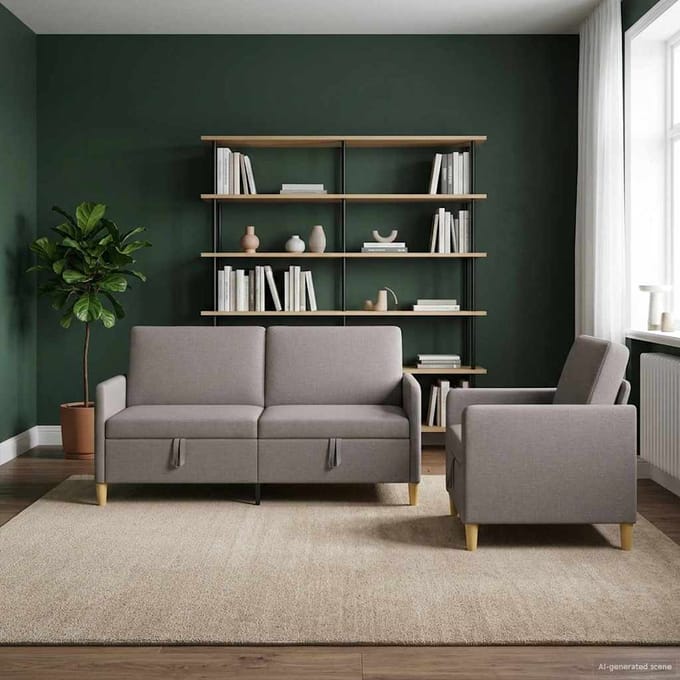 vidaXL - Sofa - Set - Met - Opslag - 2 - st - Taupe - Polyester