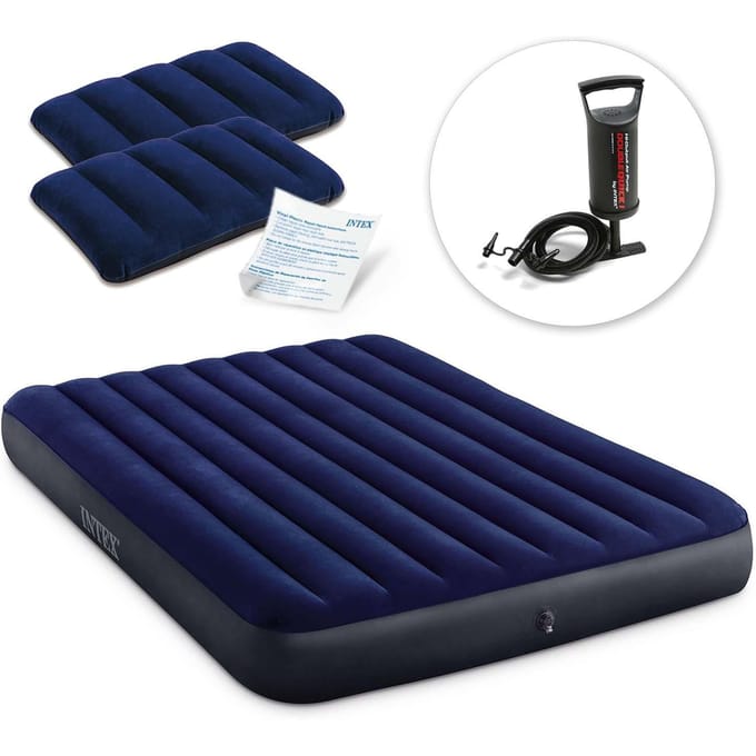 Intex Classic Downy Luchtbed incl. kussens en handpomp - 203 x 152 x 25 cm