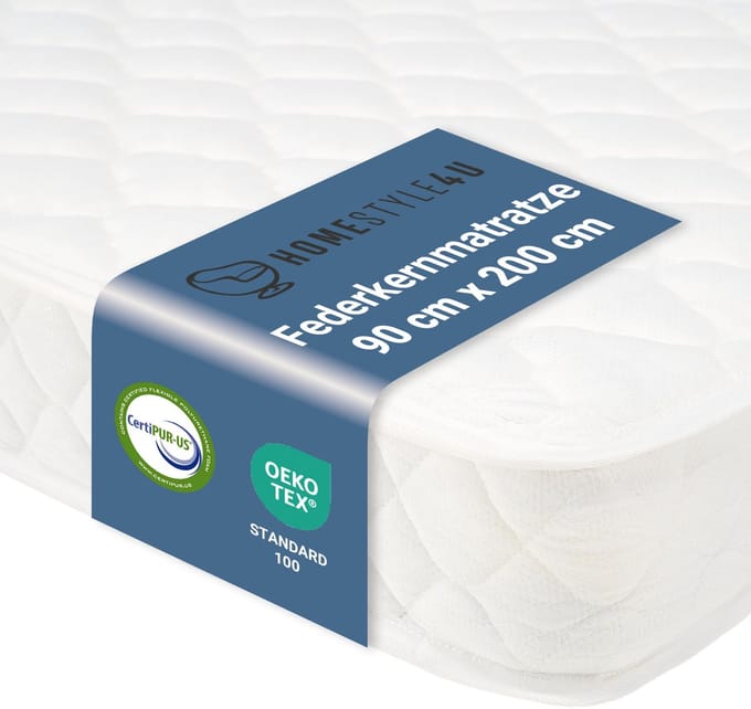 Homestyle4u Matras - 90x200 cm - Hoogte:15 cm - H3 medium stevig - Wit