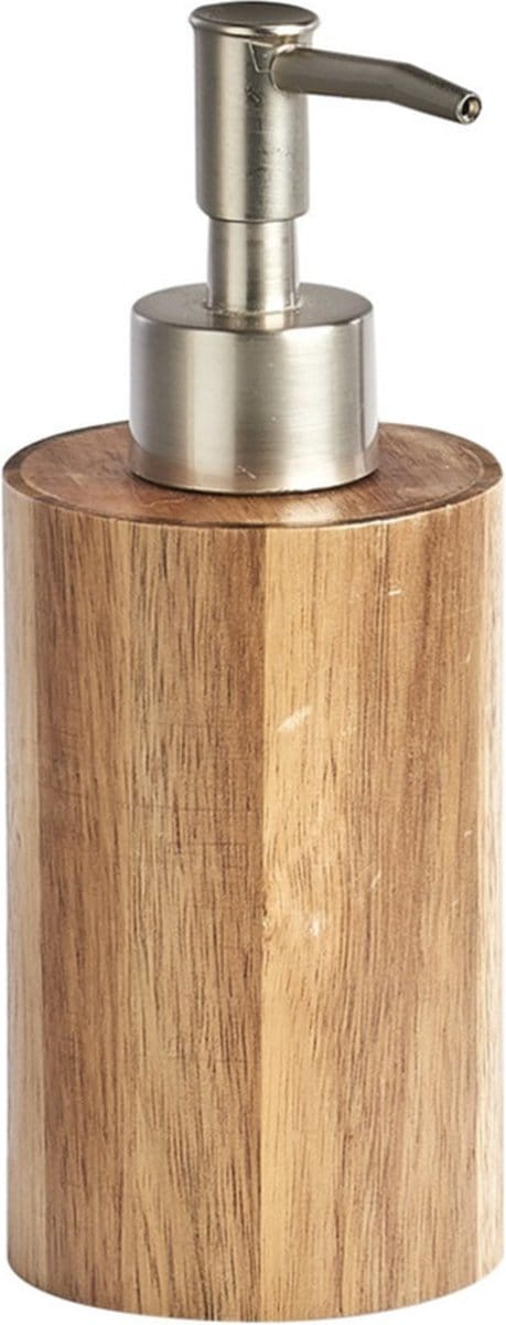 Zeller zeeppompje/dispenser - acacia hout - D7 x H18 cm