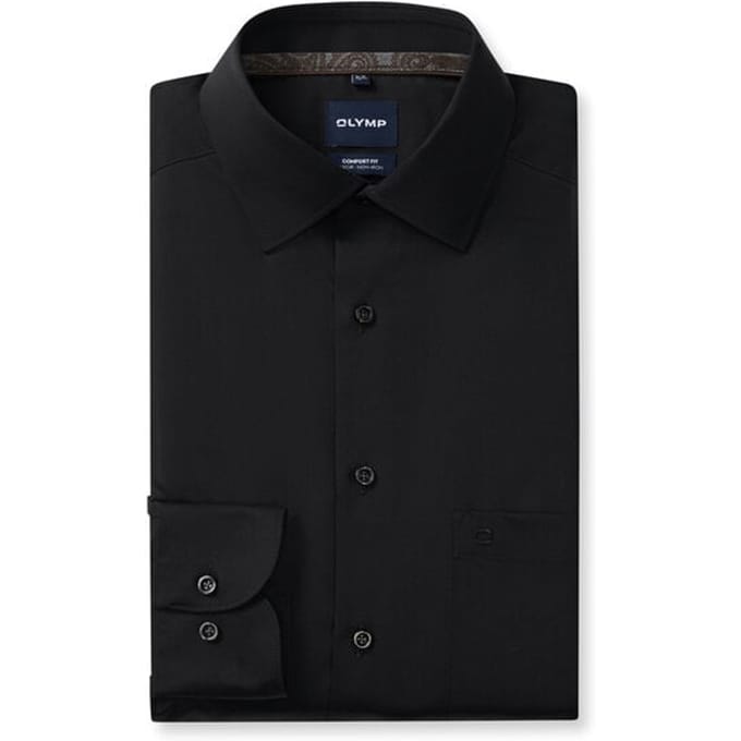 OLYMP Luxor Overhemd, Comfort Fit, New Kent, Zwart