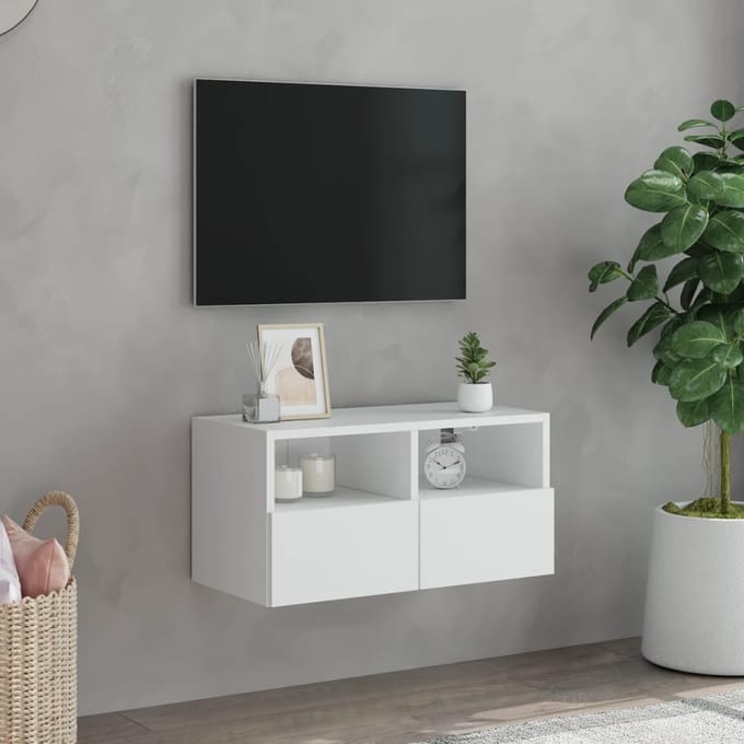 vidaXL - Tv-wandmeubel - 60x30x30 - cm - bewerkt - hout - wit