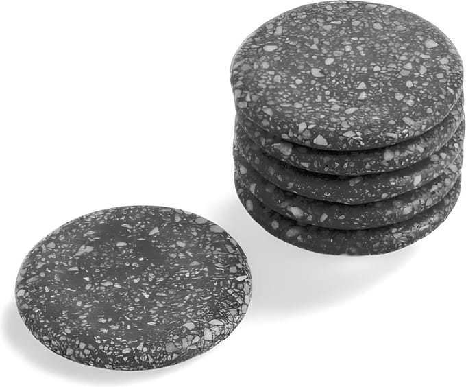 Onderzetters Rond Marmer Grijs 6 st. Ø 10 cm