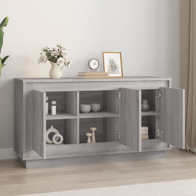 vidaXL - Dressoir - 102x35x55 - cm - bewerkt - hout - grijs - sonoma - eikenkleurig
