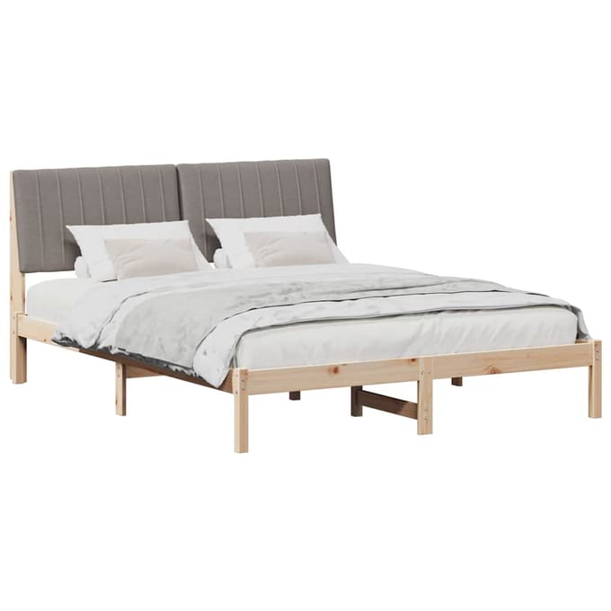 vidaXL - Bedframe - met - hoofdeinde - Bruin - 160 - x - 200 - cm - Massief - grenenhout