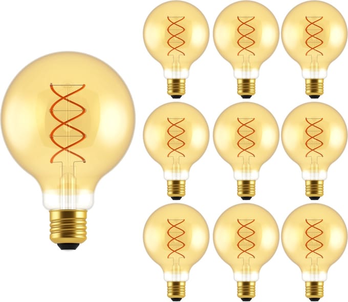 Proventa RETRO LED Lampen E27 voor buiten & binnen - G95 Globe - Warm wit - 250 lm - 10 stuks - Filament lamp