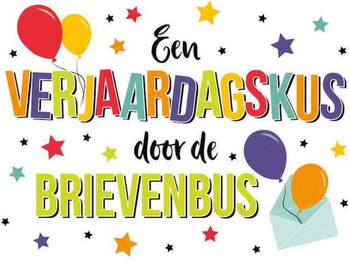 Wenskaart Verjaardagskus door de brievenbus