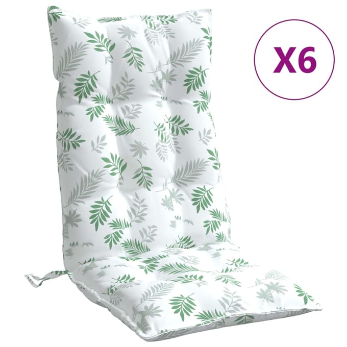 vidaXL - Stoelkussens - 6 - st - hoge - rug - bladpatroon - oxford - stof