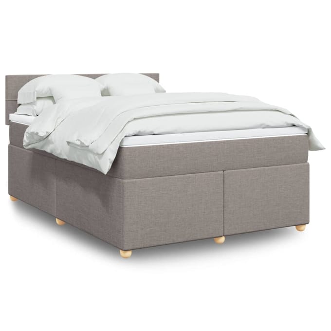 vidaXL - Boxspring - met - matras - stof - taupe - 140x190 - cm