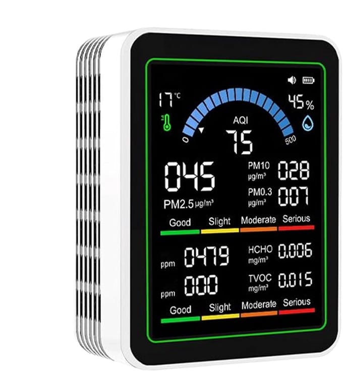 Luchtkwaliteit Meter - Binnenlucht Monitor - Gezond Wonen - Draadloze Sensor - Compact Ontwerp - Wit