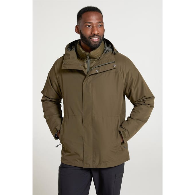 Mountain Warehouse Heren Alaskan 3 In 1 Waterdichte Jas (Khaki)