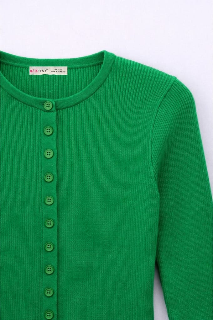 Geknoopte Slim Fit Ribbelgebreide Cardigan