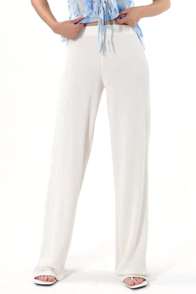Hoge taille rechte pijpen crêpe broek met split