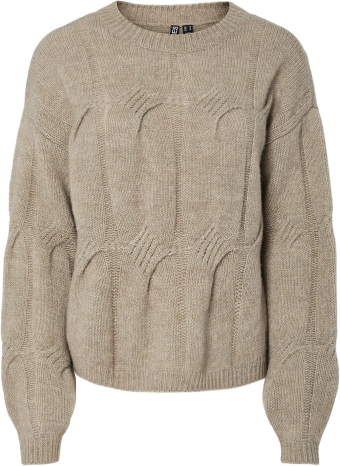 Pieces Trui Pcjenna Ls O-neck Cable Knit Noos B 17158924 Greige Dames Maat - M