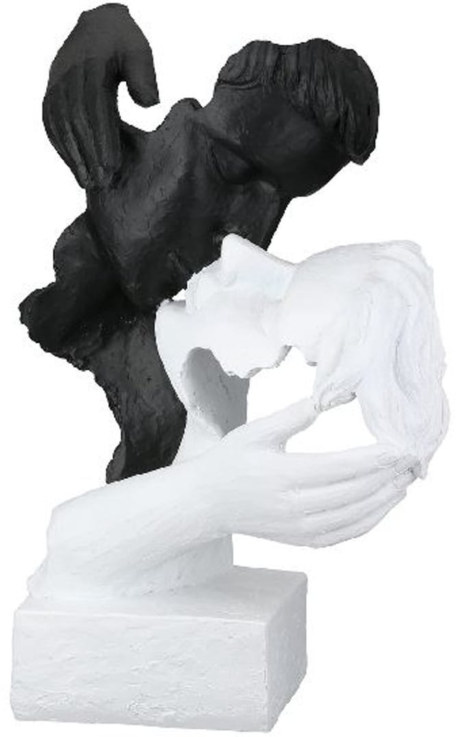 Sculptuur - Lieveling - Een kus van een geliefde - Zwart en Wit - Beeld - Polyresin