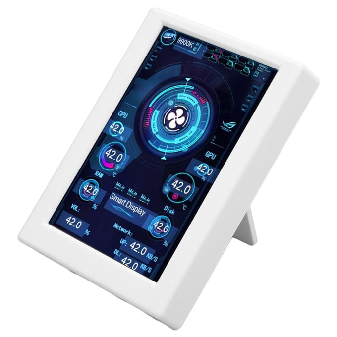Computertemperatuurmonitor 3,5 inch IPS Type C Traploos dimmen Roterende Thema-editor PC CPU-gegevens wit