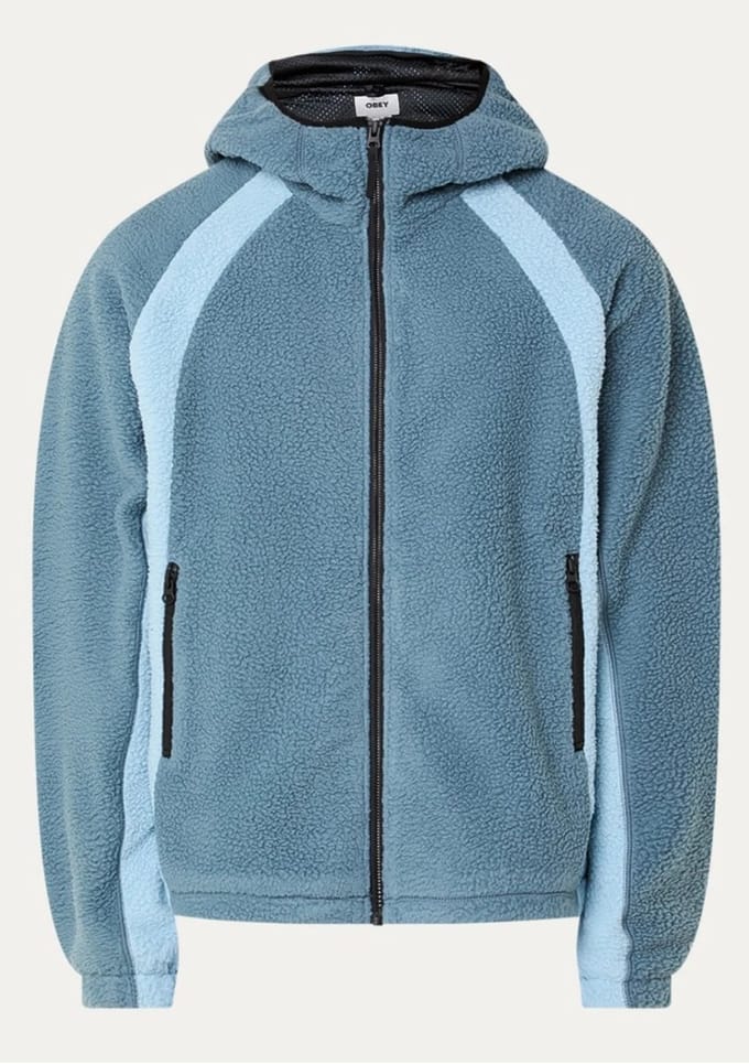 Obey Alta jack van fleece met ritszakken - Blauw - Maat L