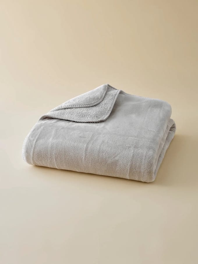 Plaids Cocooning - fleece deken - plaid - Cosy Bicolore Gris Clair - super zachte plaid - 150cm x 200 cm
