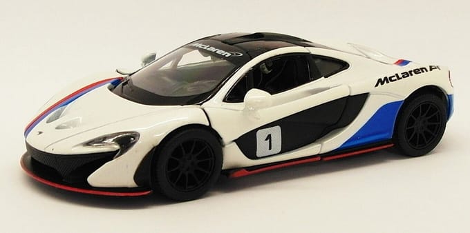 Kinsmart McLaren P1 2016 with wing and stripes — Wit
