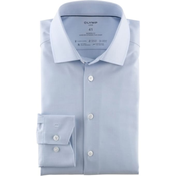 OLYMP Luxor 24/Seven Overhemd, Modern Fit, Global Kent, Bleu